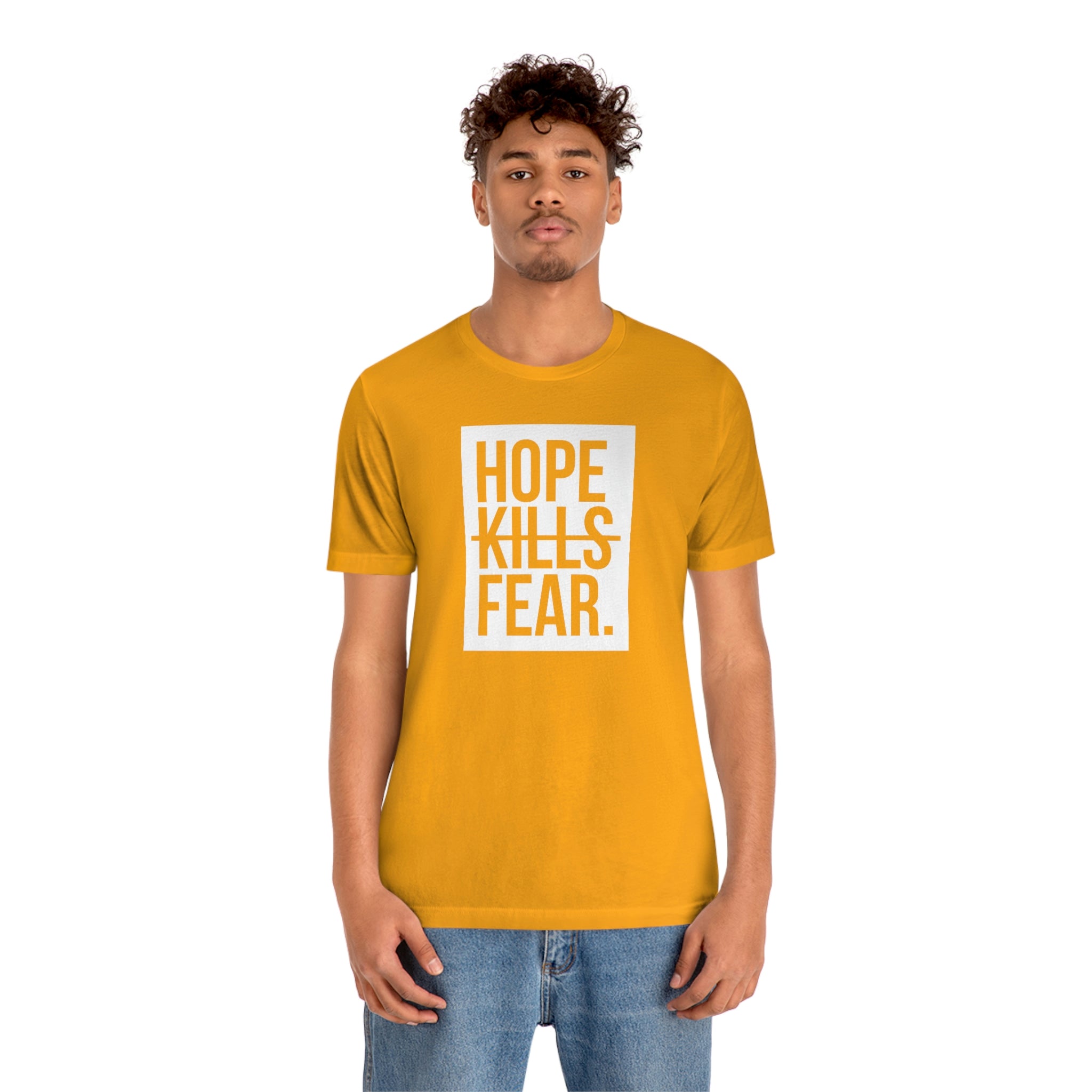 "HKF Logo v2" FRONT ONLY Tee (Gold/White)