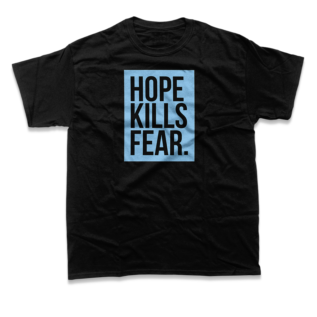 "HKF Logo v2" FRONT ONLY Tee (Black/Light Blue)